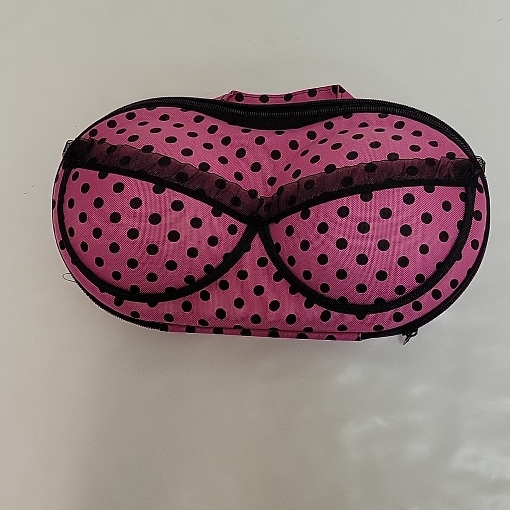 NWOT pink and black bra/swimsuit case
